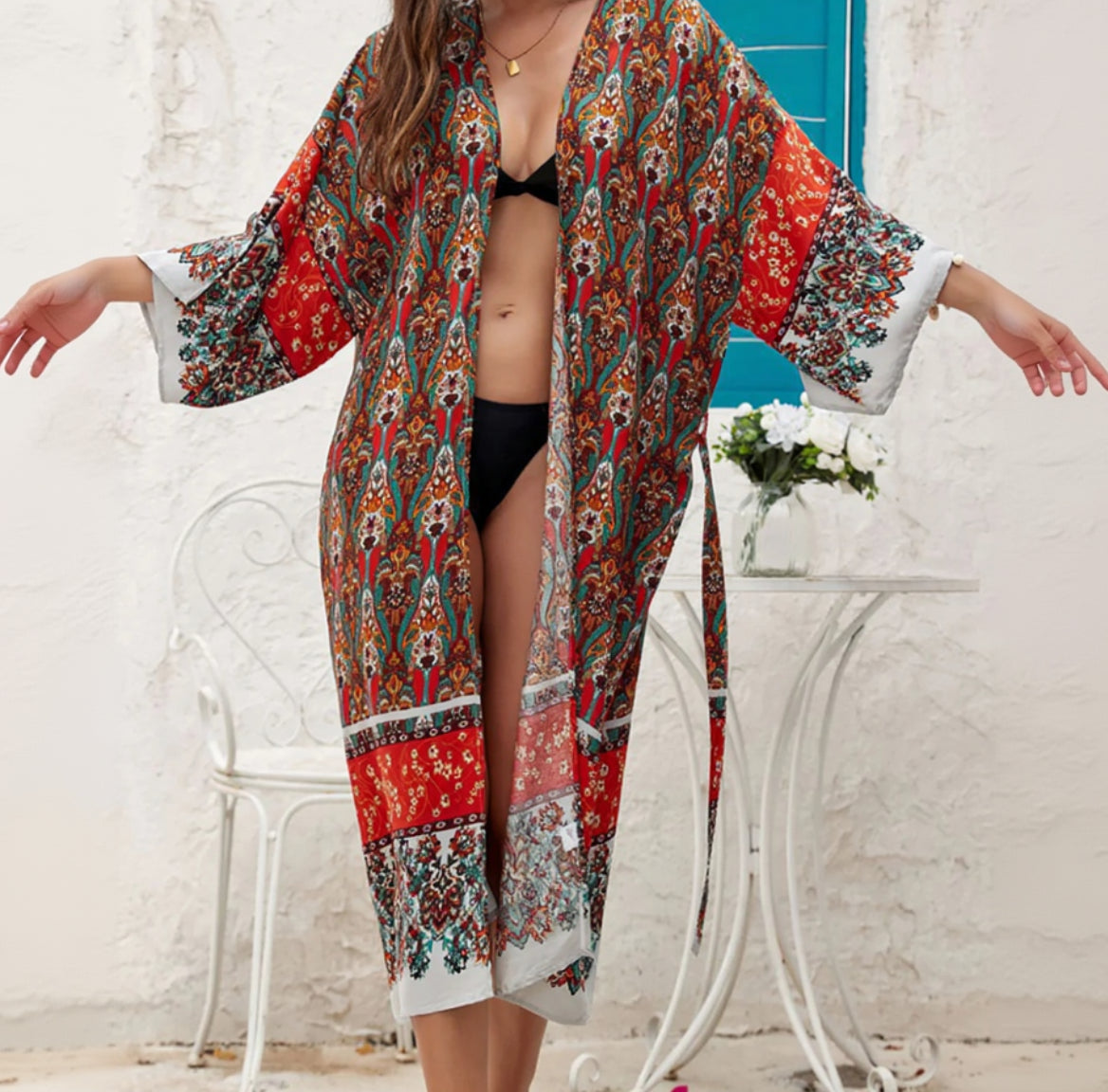 Kimono Bohème Léger à Motifs Design