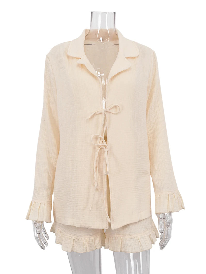 Kimono Pyjama Short à Froufrous ensemble
