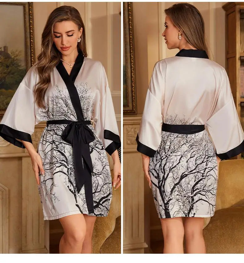 Kimono Soyeux Blanc Court