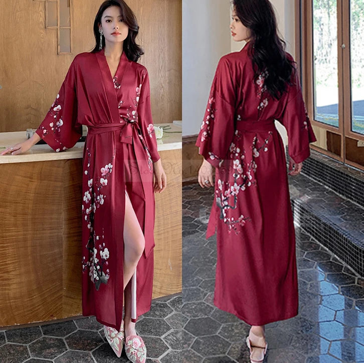 Kimono Soyeux Rouge Stylé