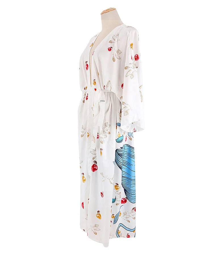 Kimono de Plage Imprimé Bleu de qualité