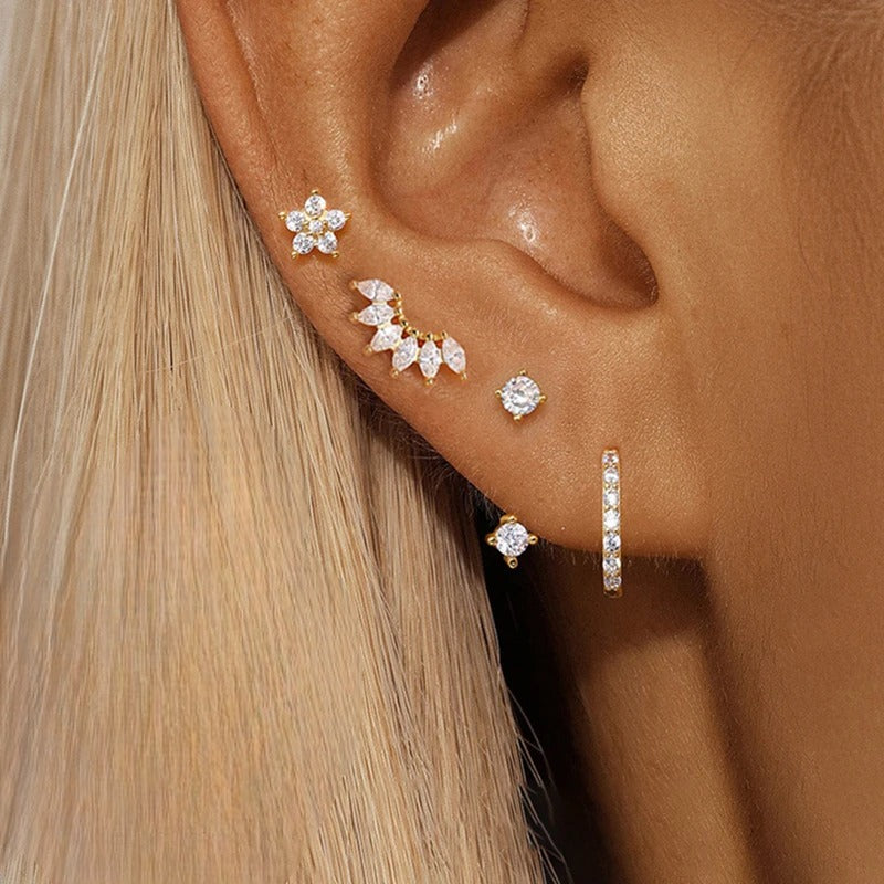 Lot de 4 Boucles d’Oreilles en Acier Inoxydable