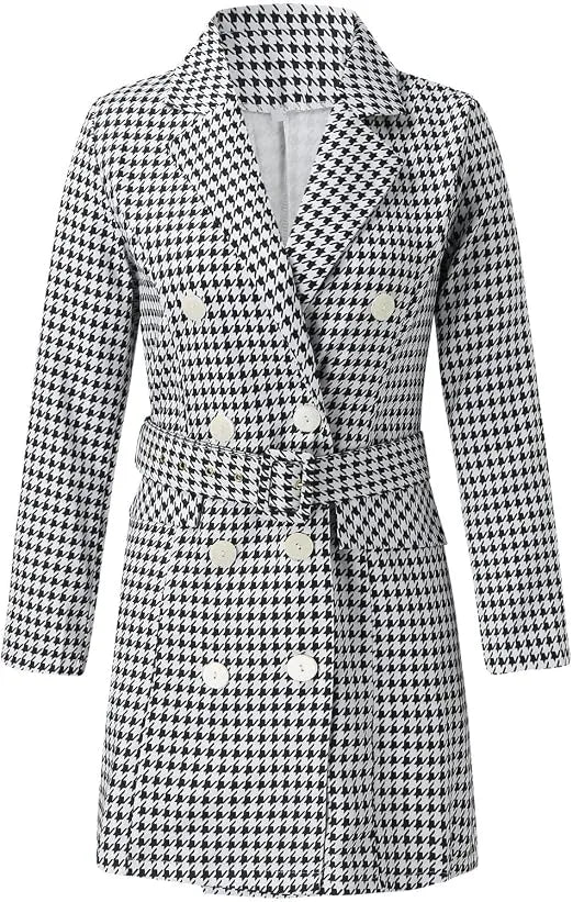 Manteau à Carreau Noir et Blanc Devant