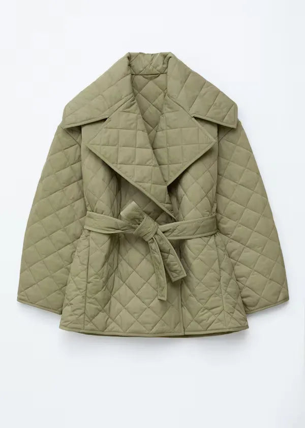 Manteau Court Femme Vert Kaki Design