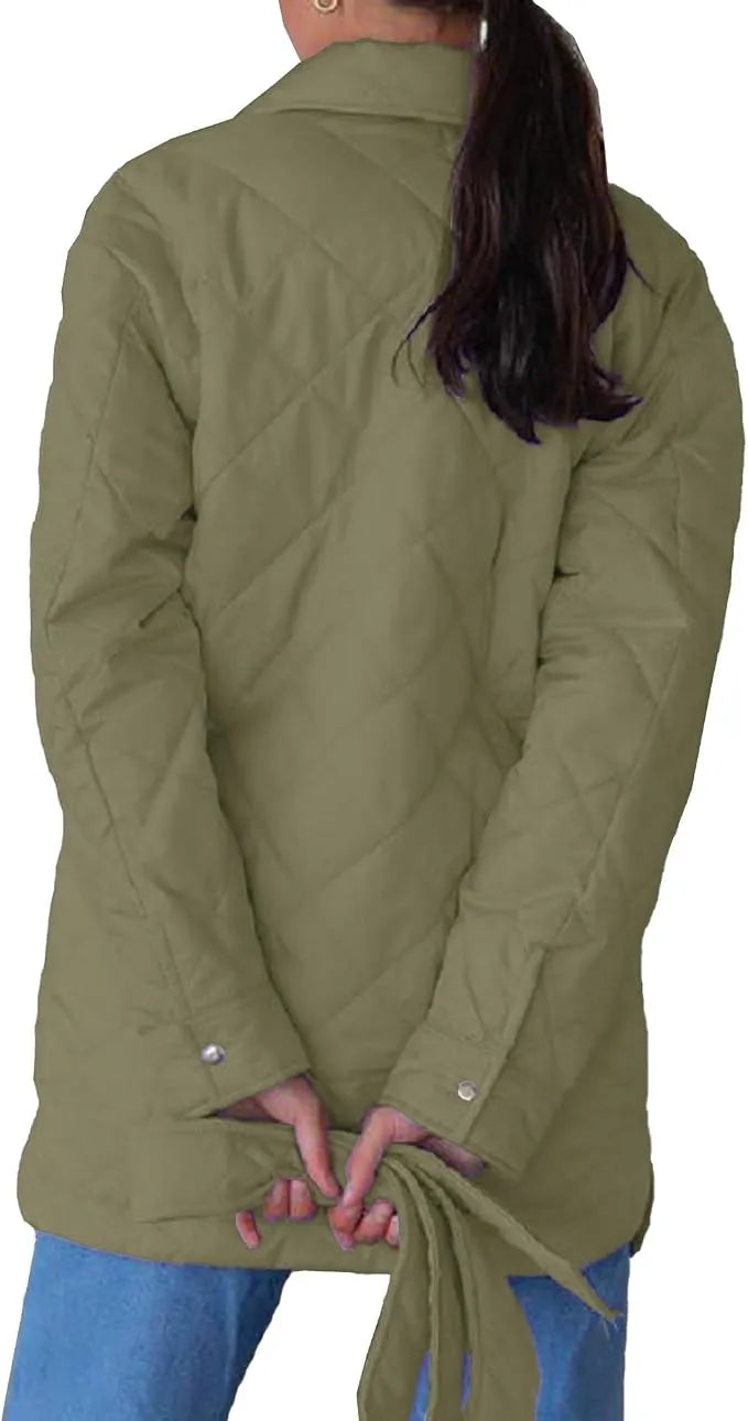 Manteau Court Femme Vert Kaki Dos