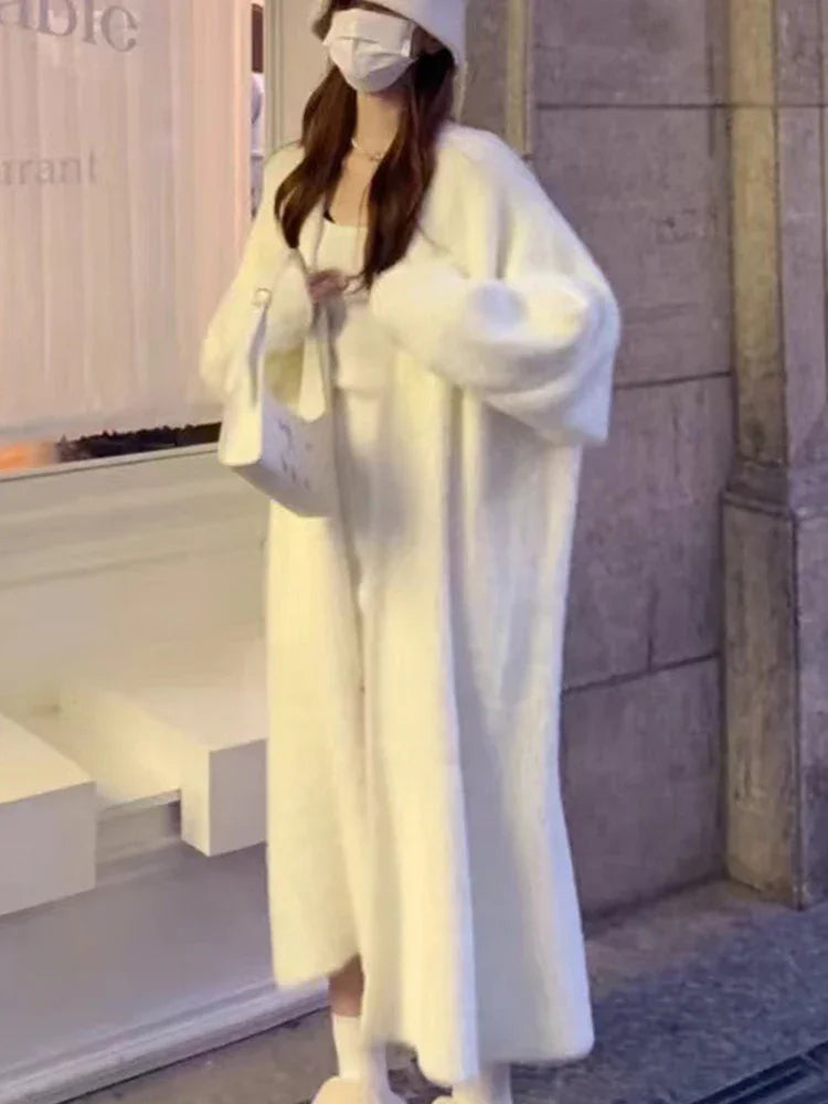 Manteau Douillet Style Kimono Blanc