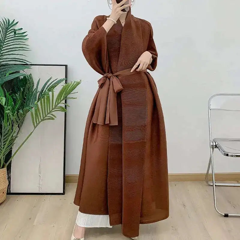 Manteau Kimono Long Marron Chic