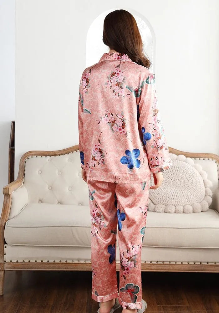 Pantalon Pyjama Satin Rose Dos