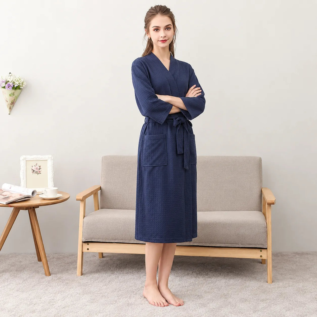 Peignoir De Bain Femme Bleu Marine