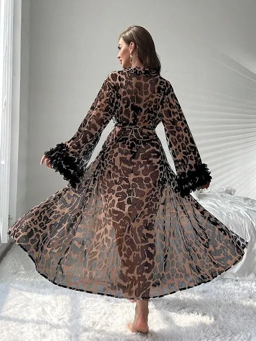 Peignoir Kimono Léopard Long Dos