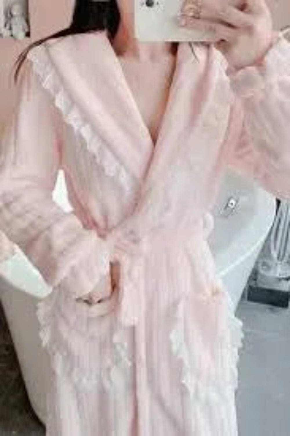 Peignoir Kimono de Bain à Dentelles Polaire