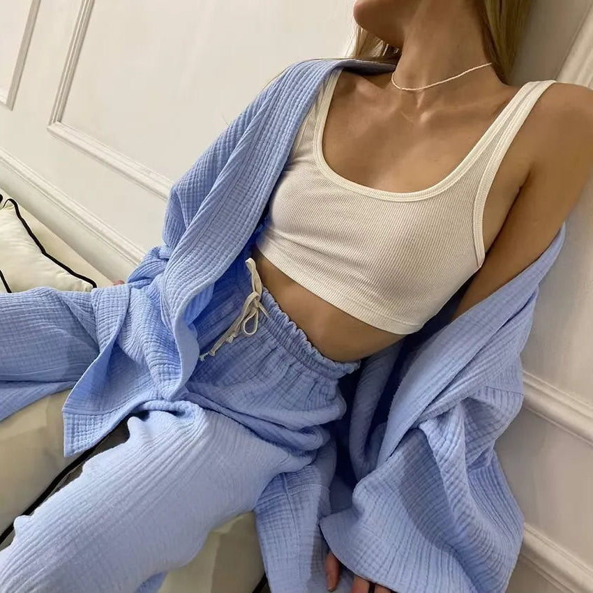 Pyjama Bleu Femme Coton