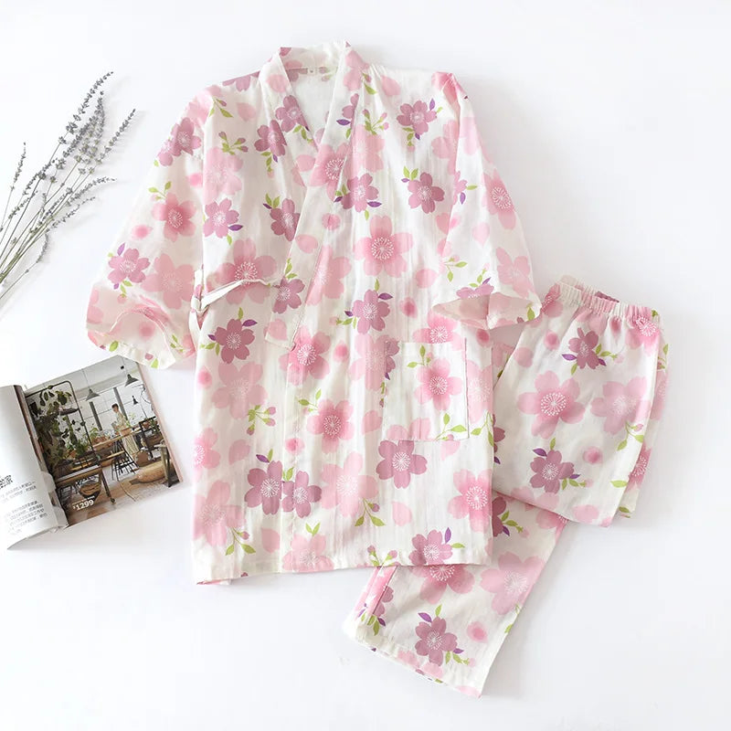 Pyjama Kimono Fleuri Femme Fluide