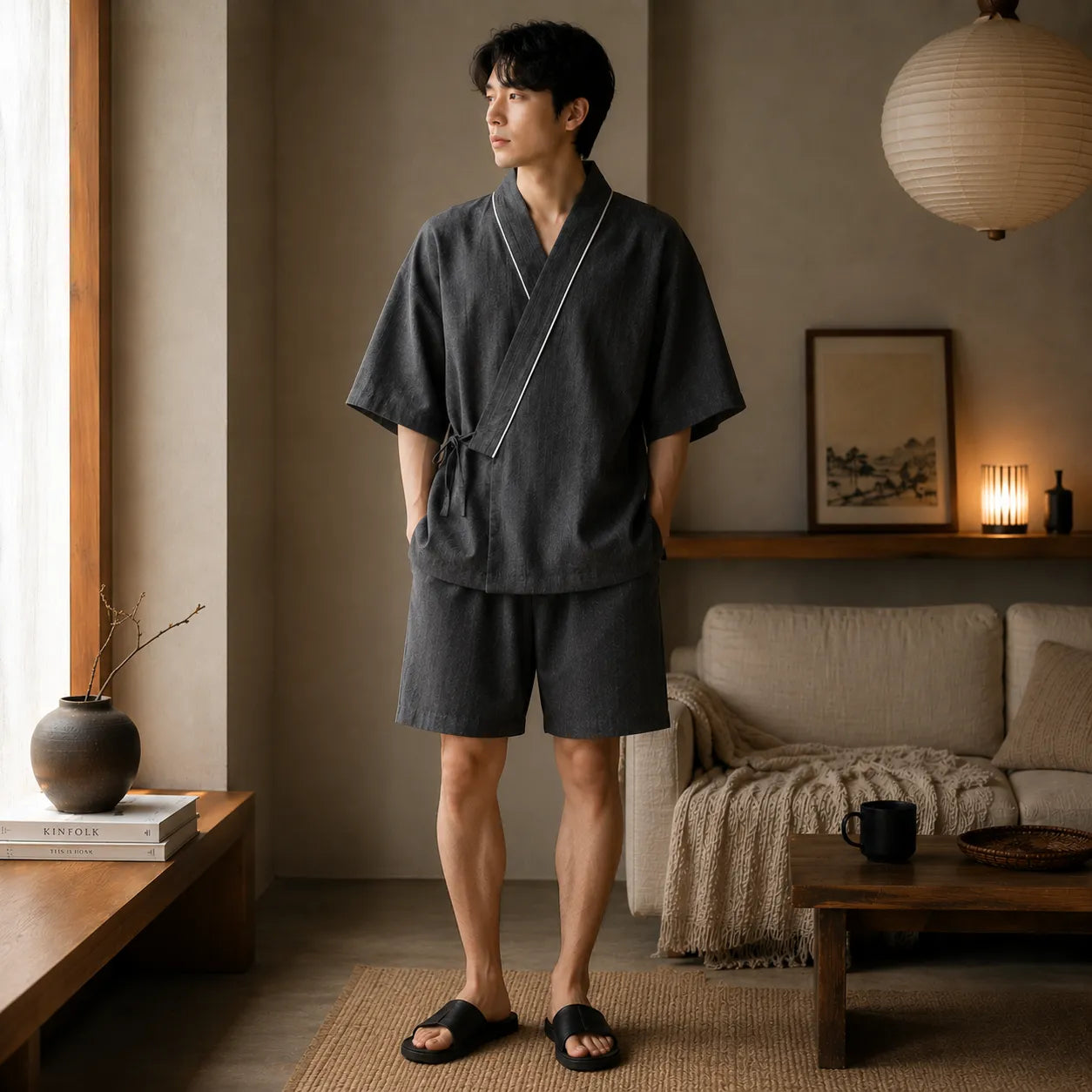 Pyjama Kimono Gris Foncé