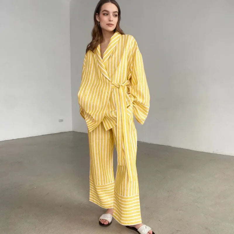 Pyjama Kimono Léger à Manches Longues