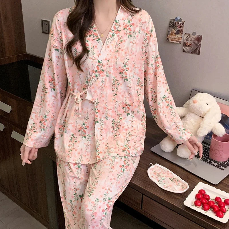 Pyjama Kimono Rose Floral Doux