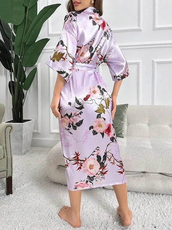 Pyjama Kimono Satin Femme Dos