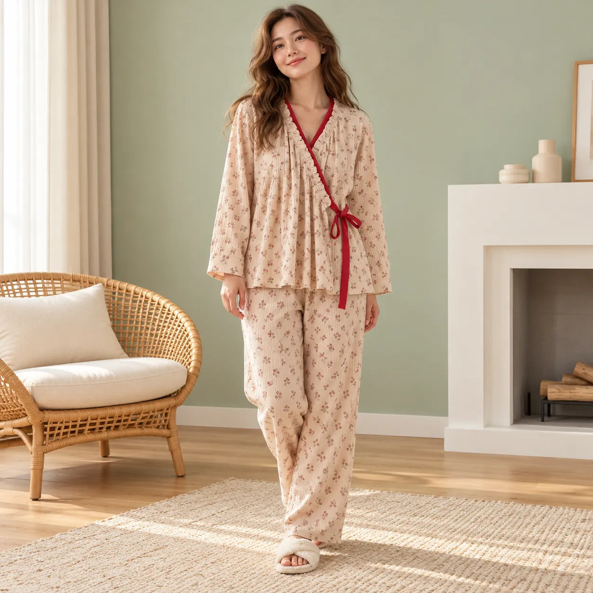 Ensemble Pyjama Kimono Rétro Fleuri