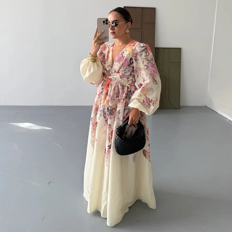 Robe Kimono Blanche Florale Stylé