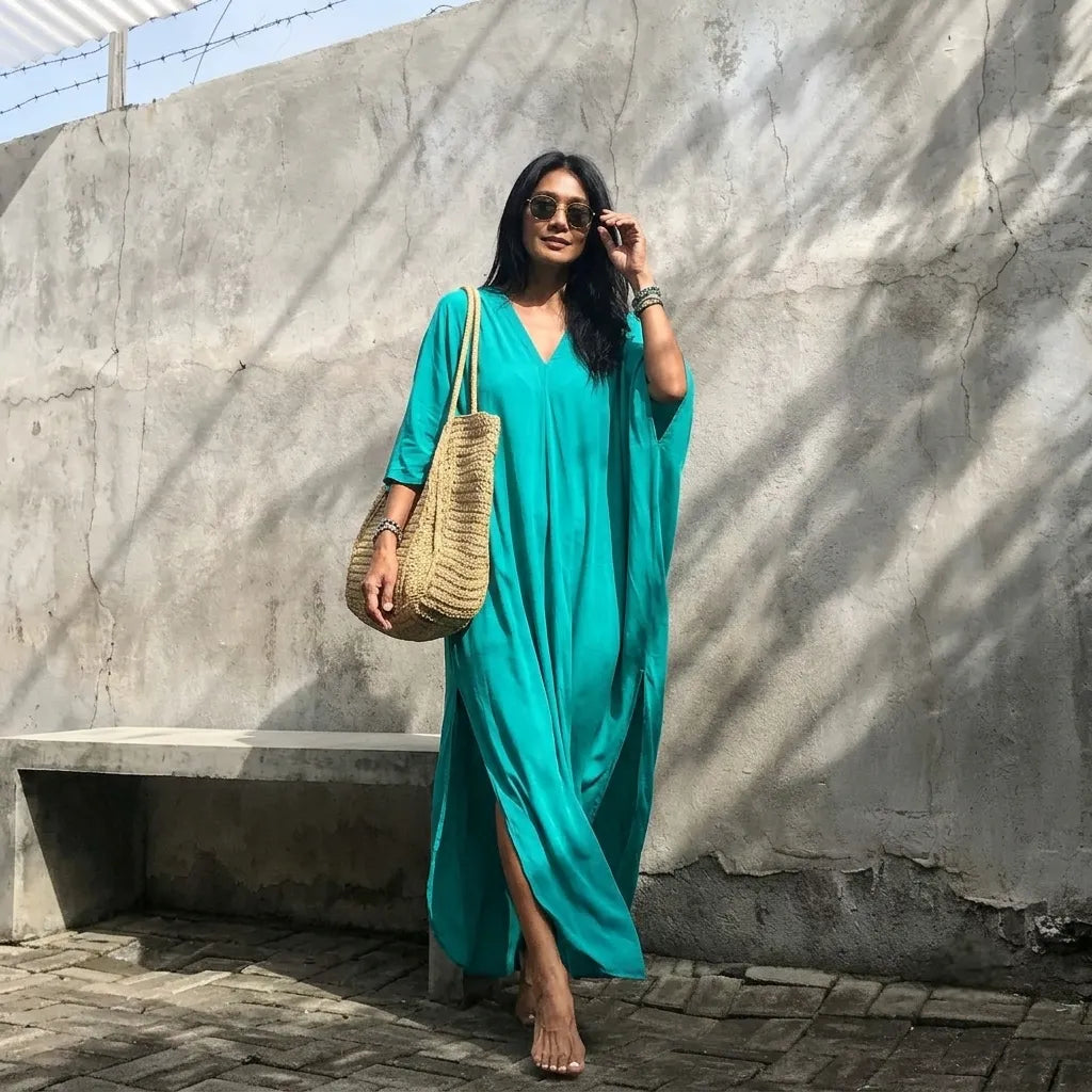 Robe Kimono Bleue Verte