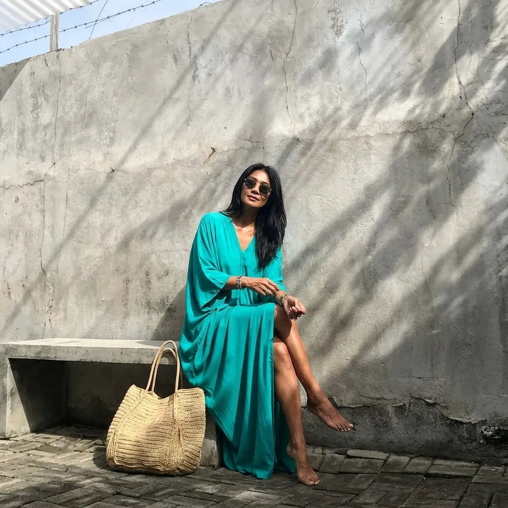 Robe Kimono Bleue Verte Design