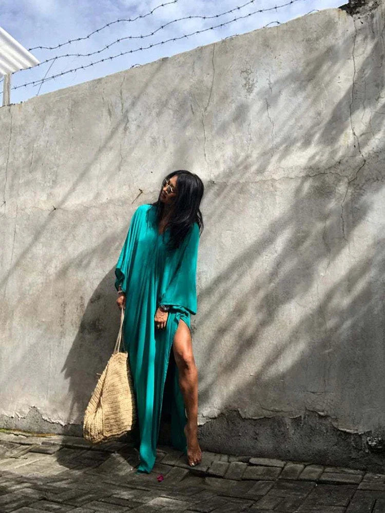 Robe Kimono Bleue Verte Stylé