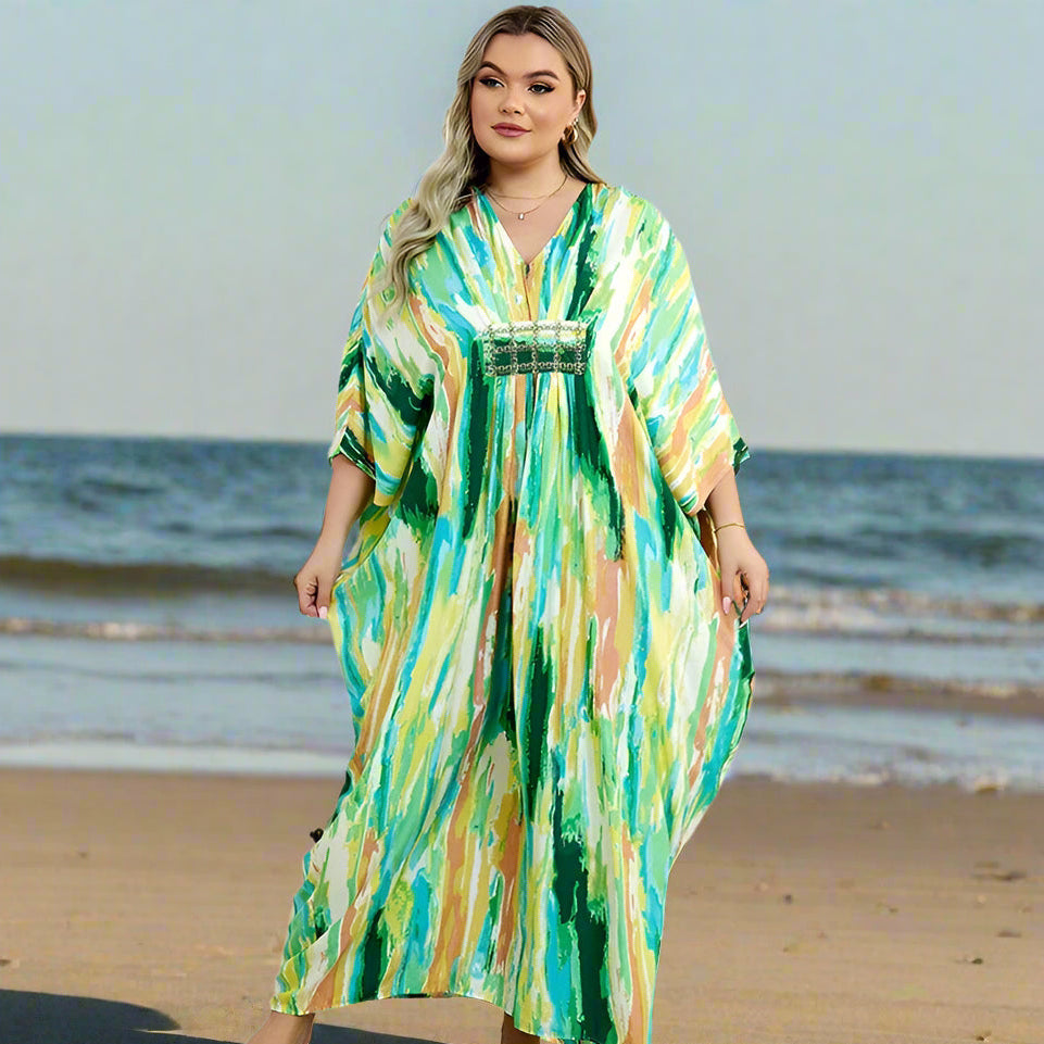 Robe Kimono Bohème Verte