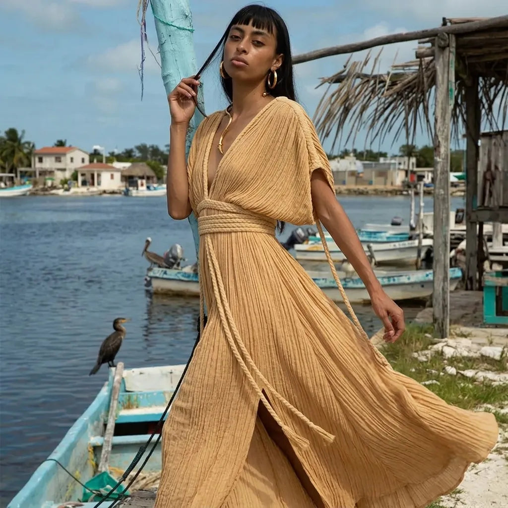 Robe Kimono Estivale Beige Design