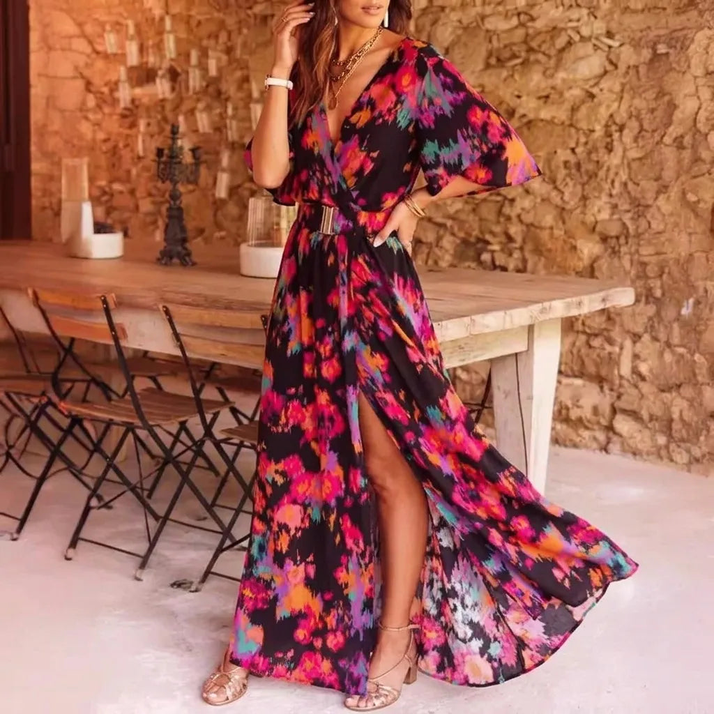 Robe Kimono Noire Colorée