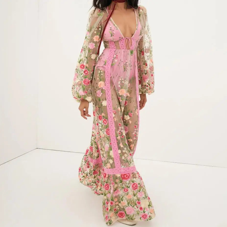 Robe Kimono Rose Design