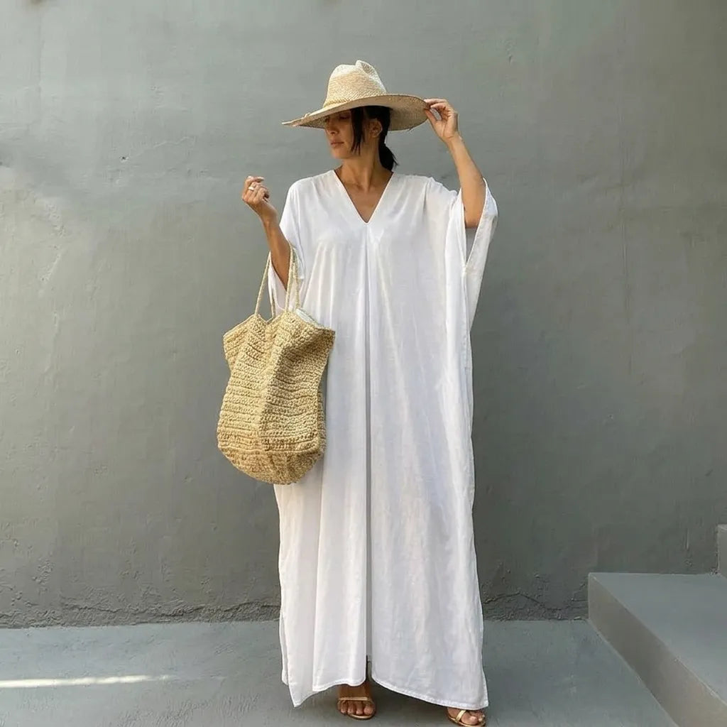 Robe Kimono Style Boho Blanche