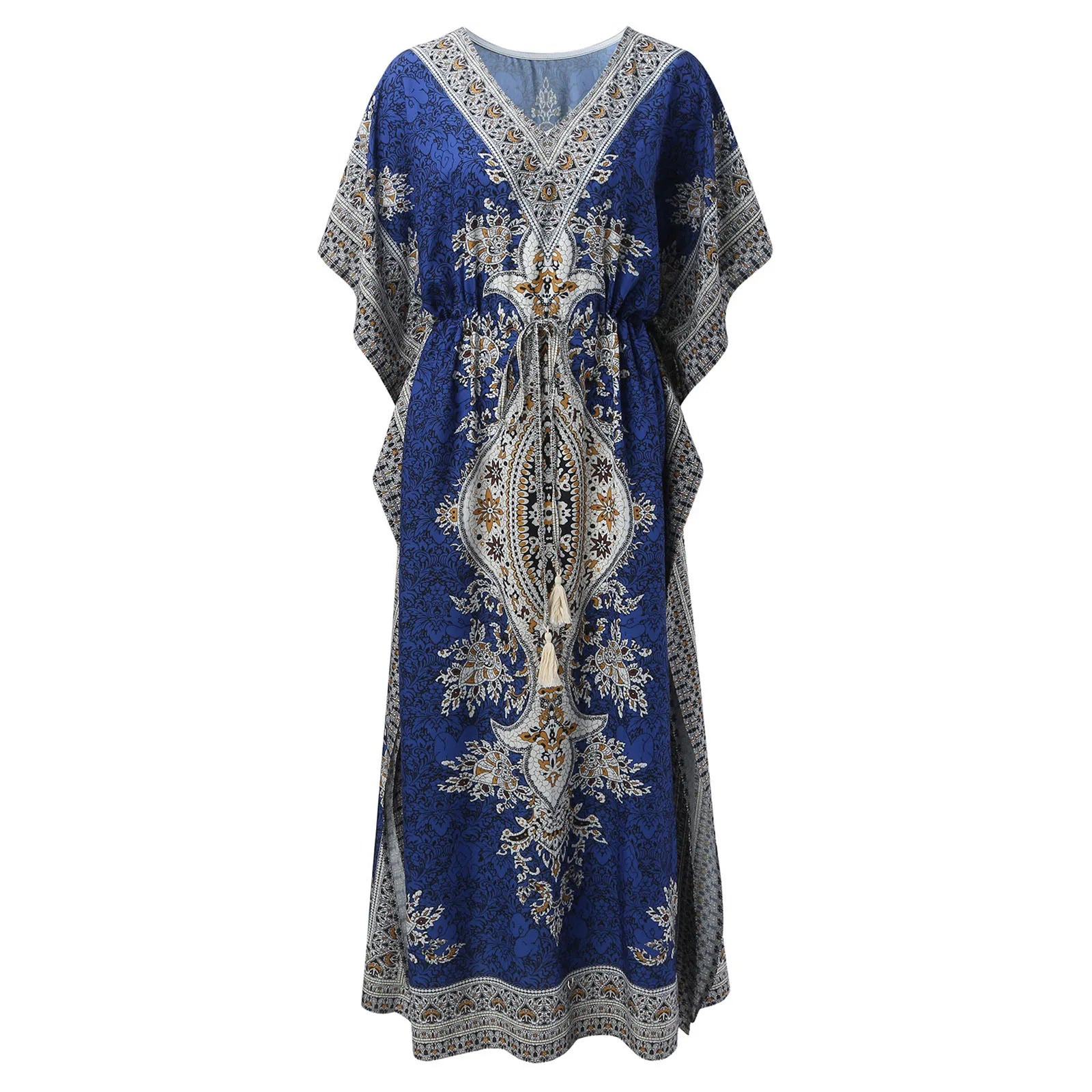 Robe Style Kimono Bohème Bleu femme