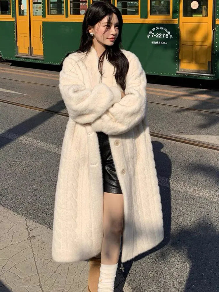 Manteau Style Kimono Doublé Chaud