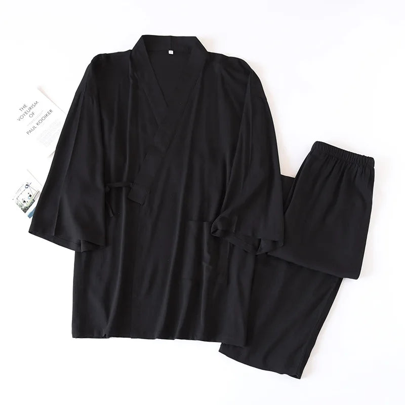 Pyjama Kimono Homme Noir Confortable Stylé