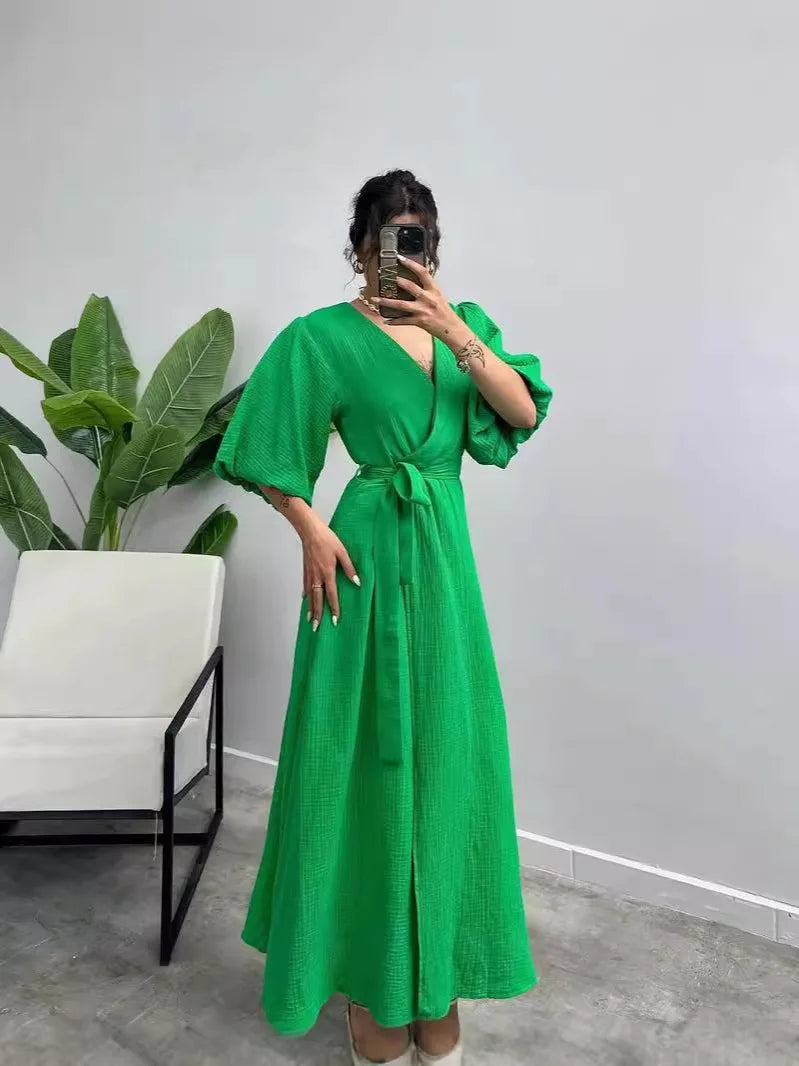 Robe Kimono Femme Classique Chic col en V

