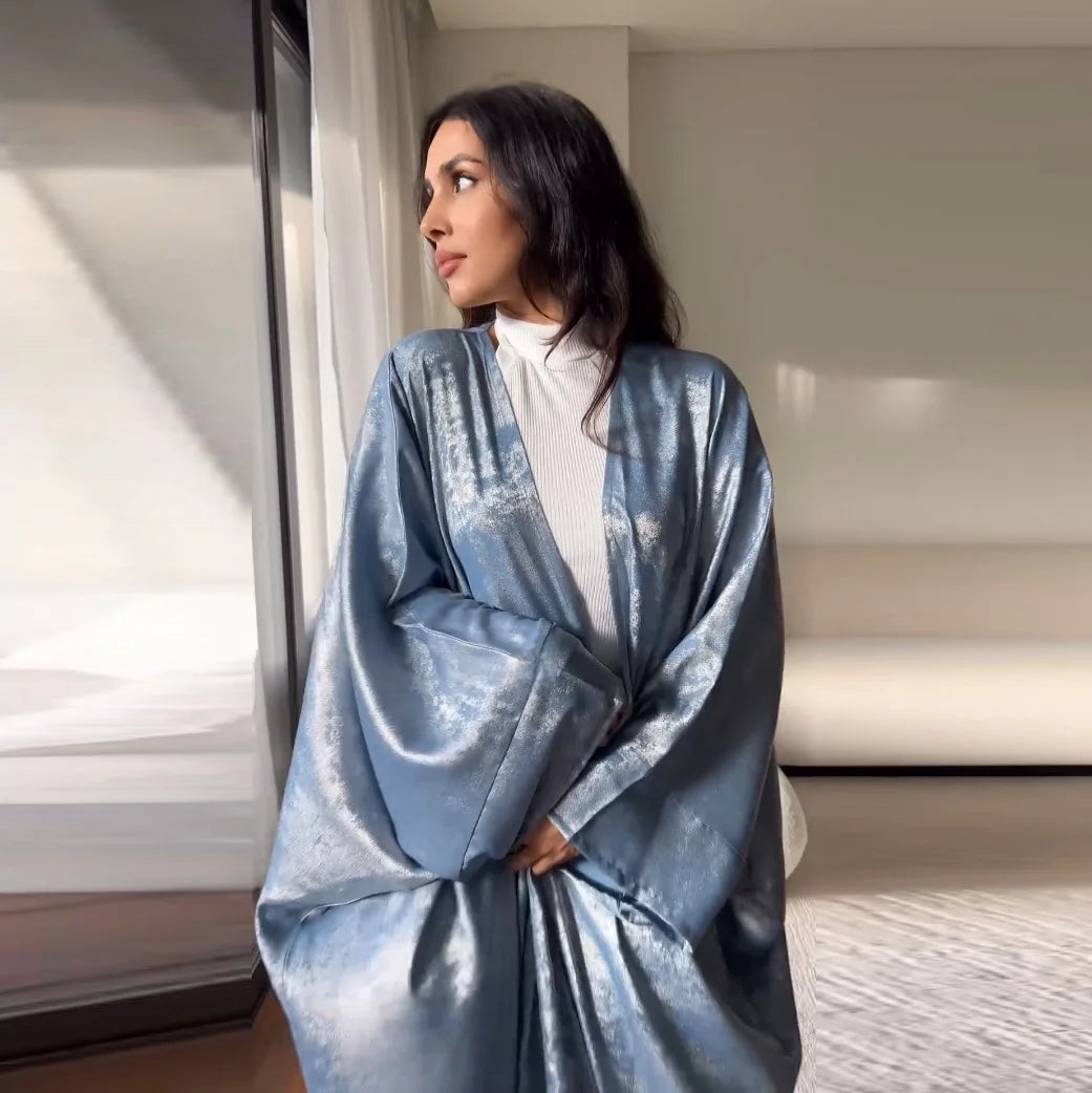 Kimono Abaya Bleu Maxi Chic