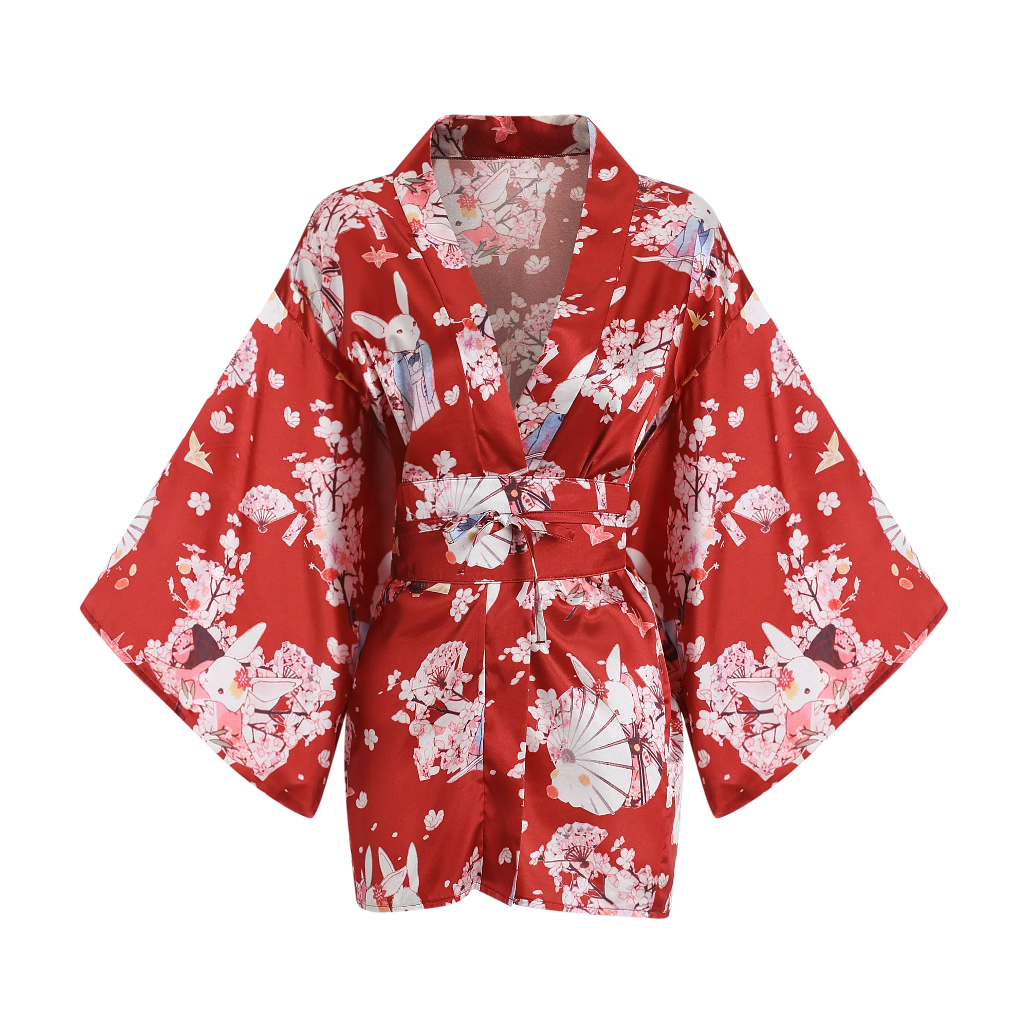 Peignoir Kimono Rouge Sakura femme

