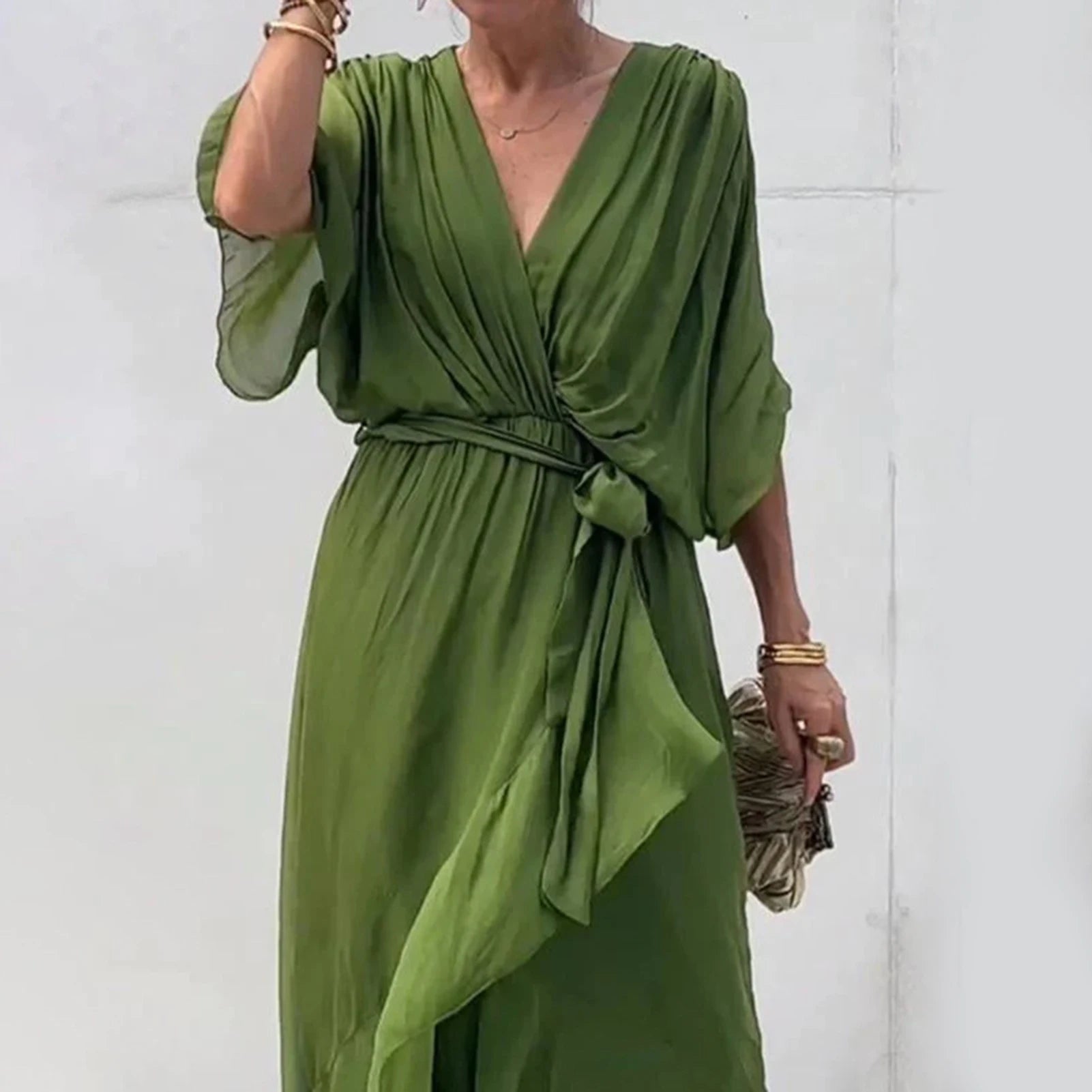 Robe Kimono Élégante à Volants légère

