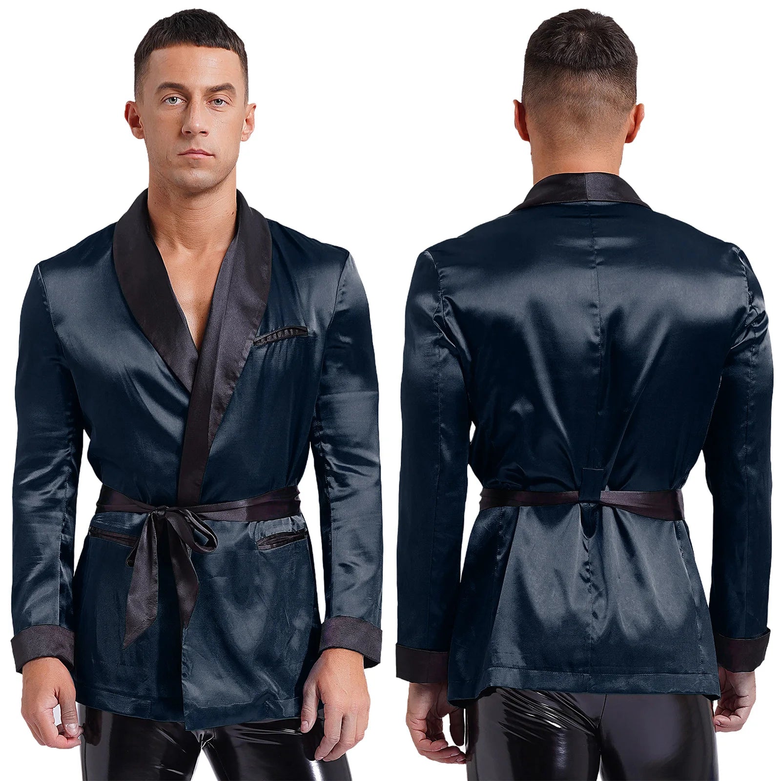 Robe de Chambre Courte Homme Bleu Marine