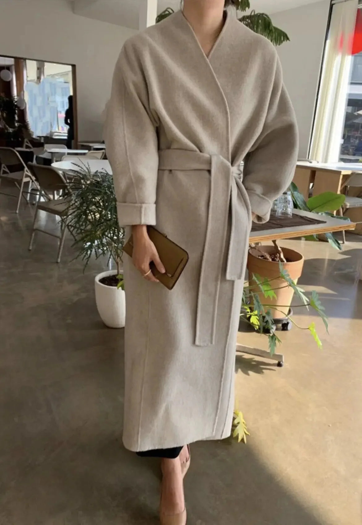 Manteau Kimono Long en Laine