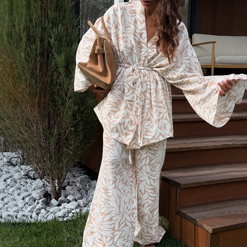 Ensemble Kimono à Feuillages