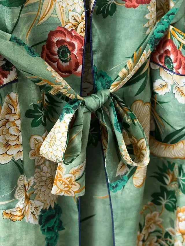 Kimono Fleuri Long à Fente été

