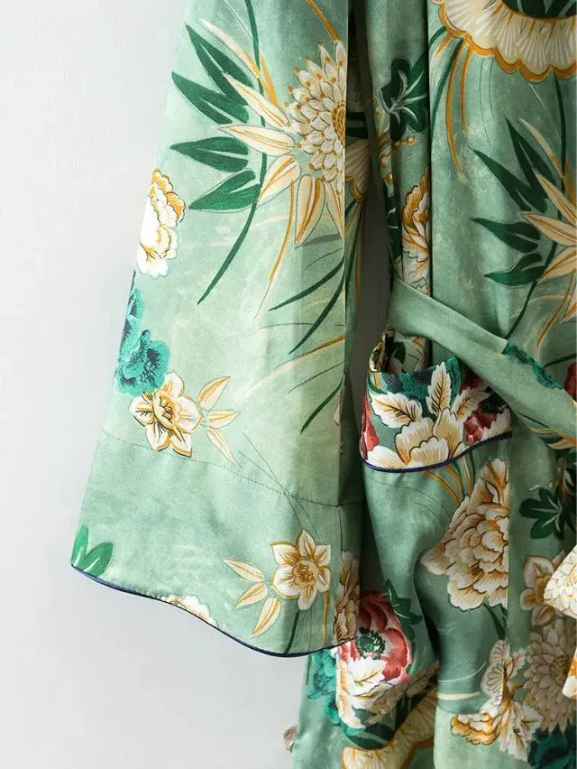 Kimono Fleuri Long à Fente tendance


