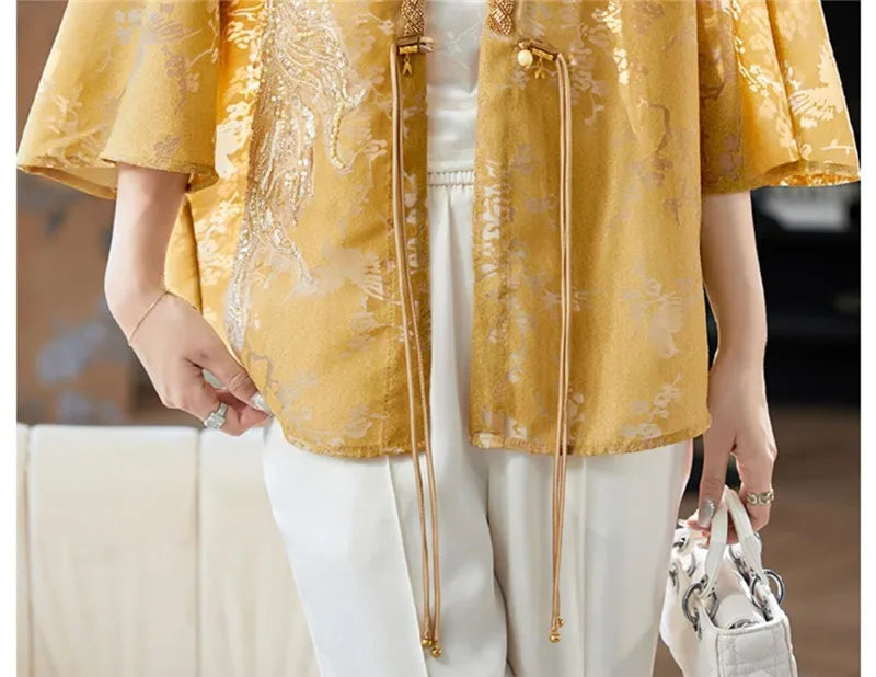 Veste Kimono Chic à Perles festive

