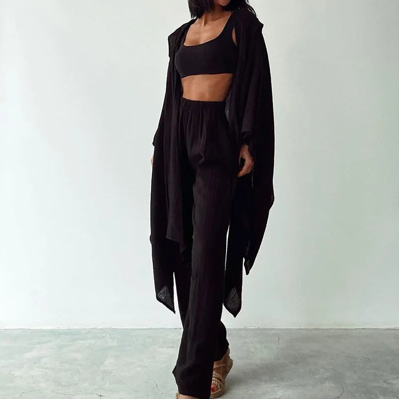 Ensemble Pyjama Kimono en Coton et Lin femme


