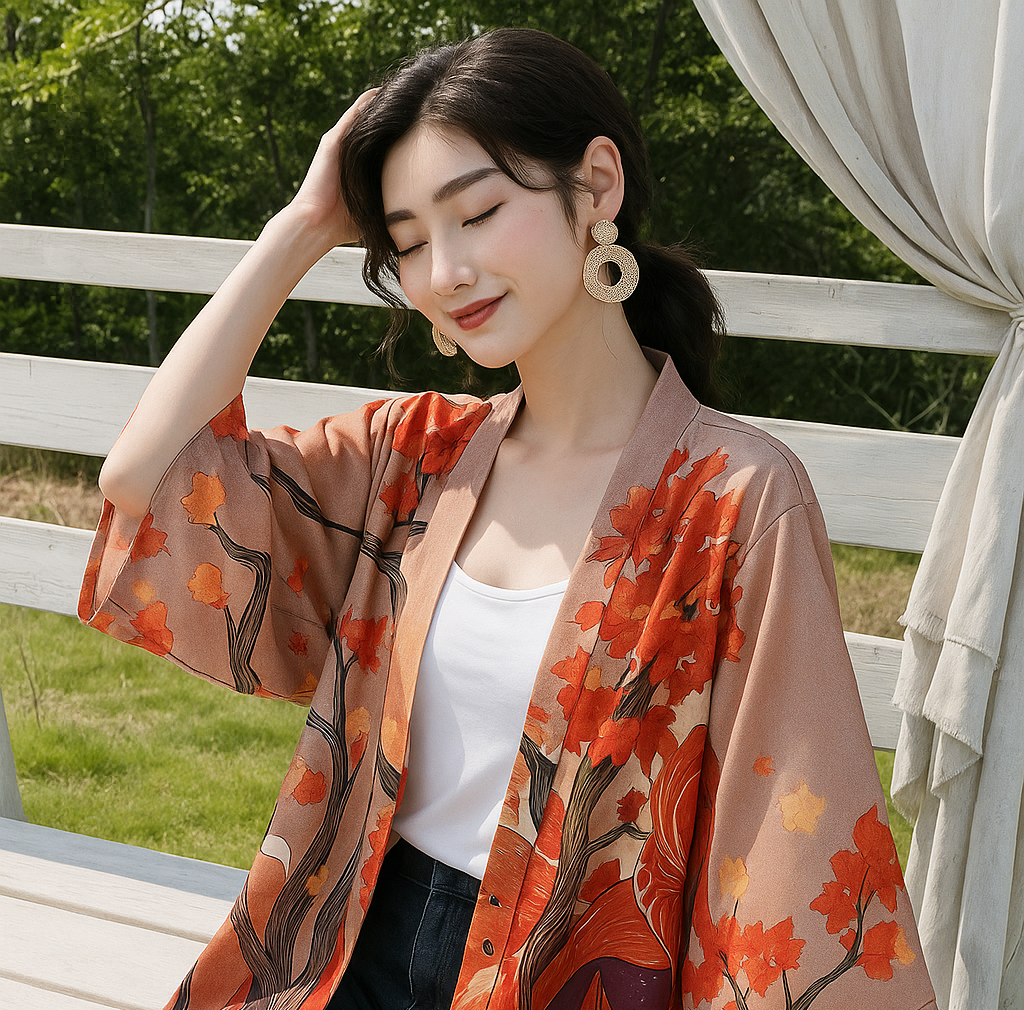 Veste Kimono Japonais Renard