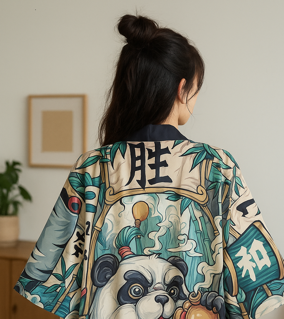 Veste Kimono Japonais Panda