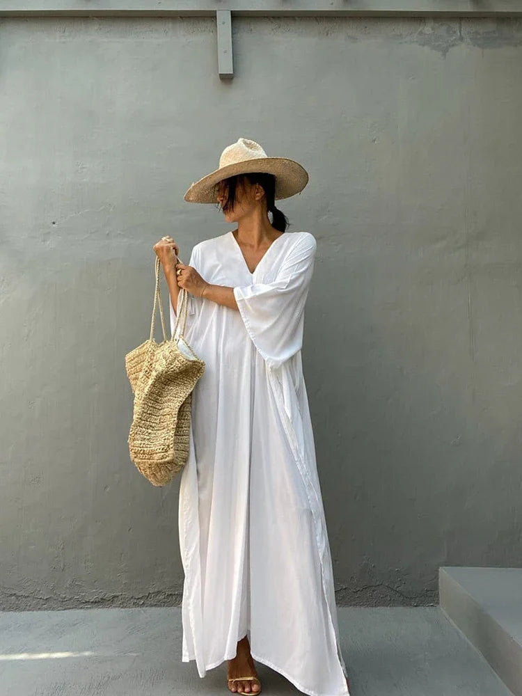 Robe Kimono Style Boho Blanche