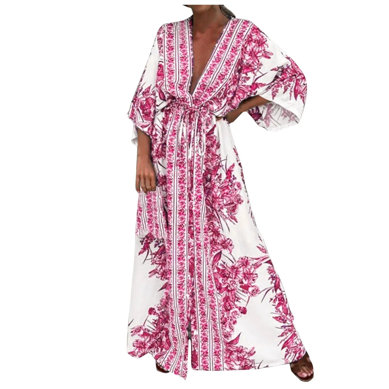 Robe Kimono Ceinturée d’été de plage

