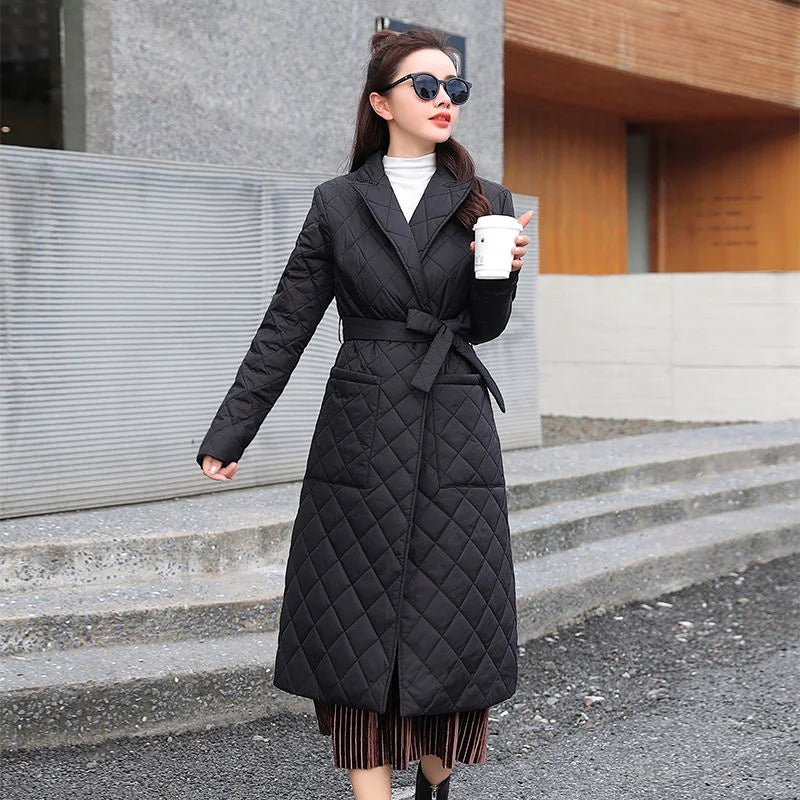 Manteau Kimono Matelassé à Carreaux Noir